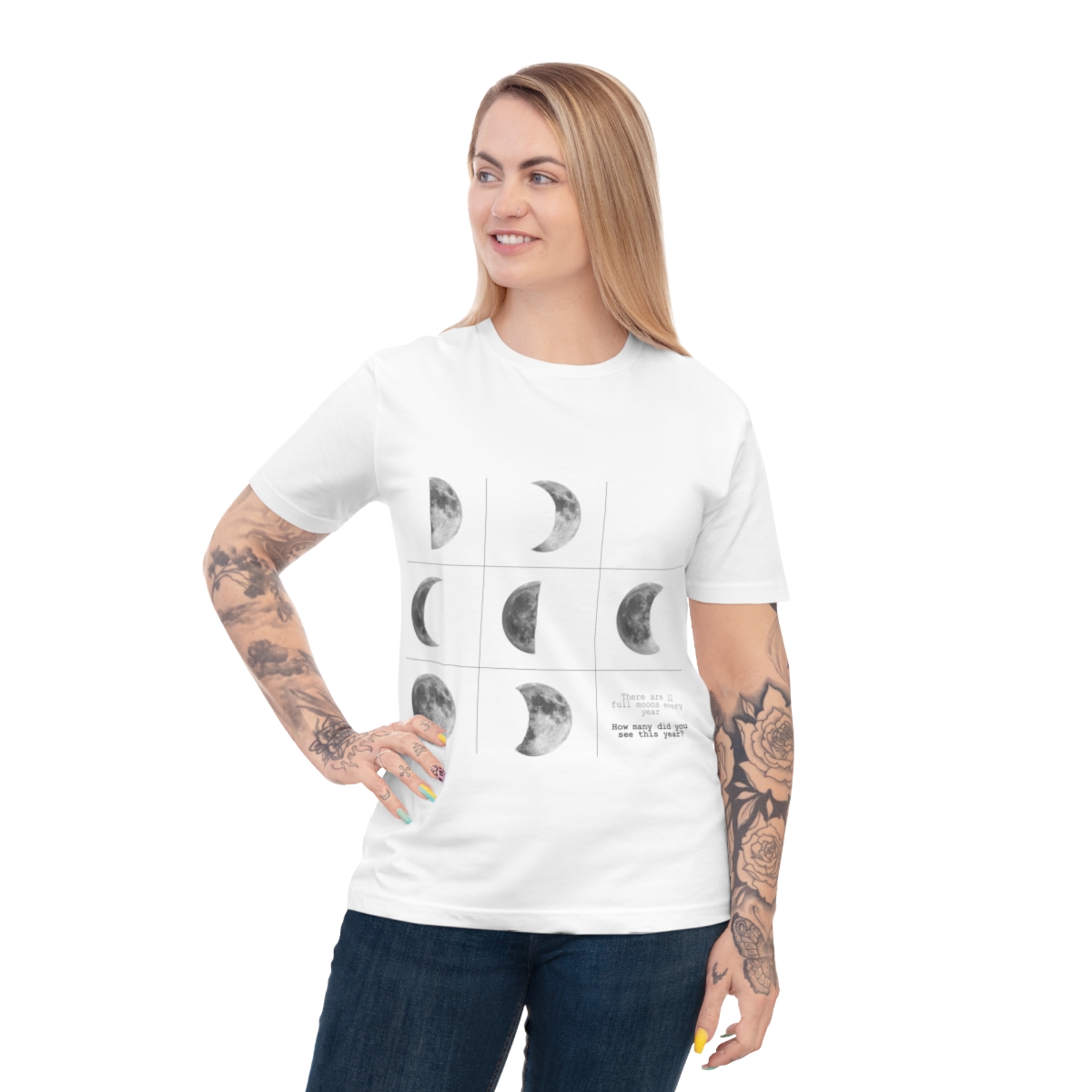 Moon phases black and white tshirt — 4