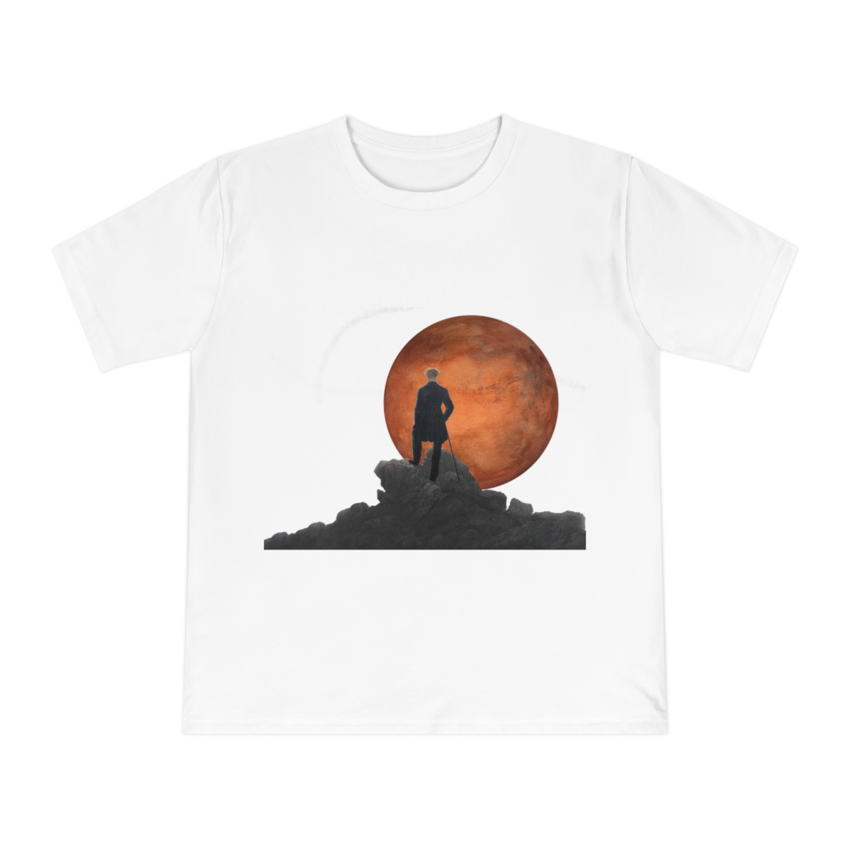 Wanderer watching Mars black and white tshirt
